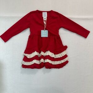 NWT Adorable Red and Cream Ruffled Dress